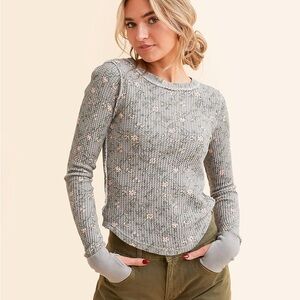 Free people long sleeve thermal stitch top